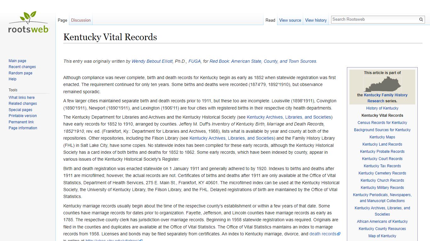 Kentucky Vital Records - Rootsweb